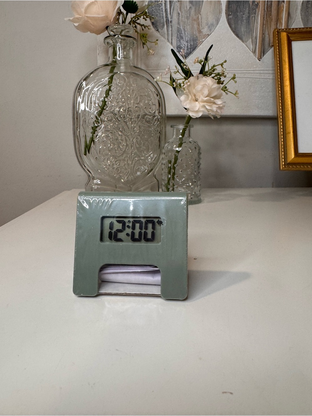 IKEA Digital Clock Note Holder in Sage Green